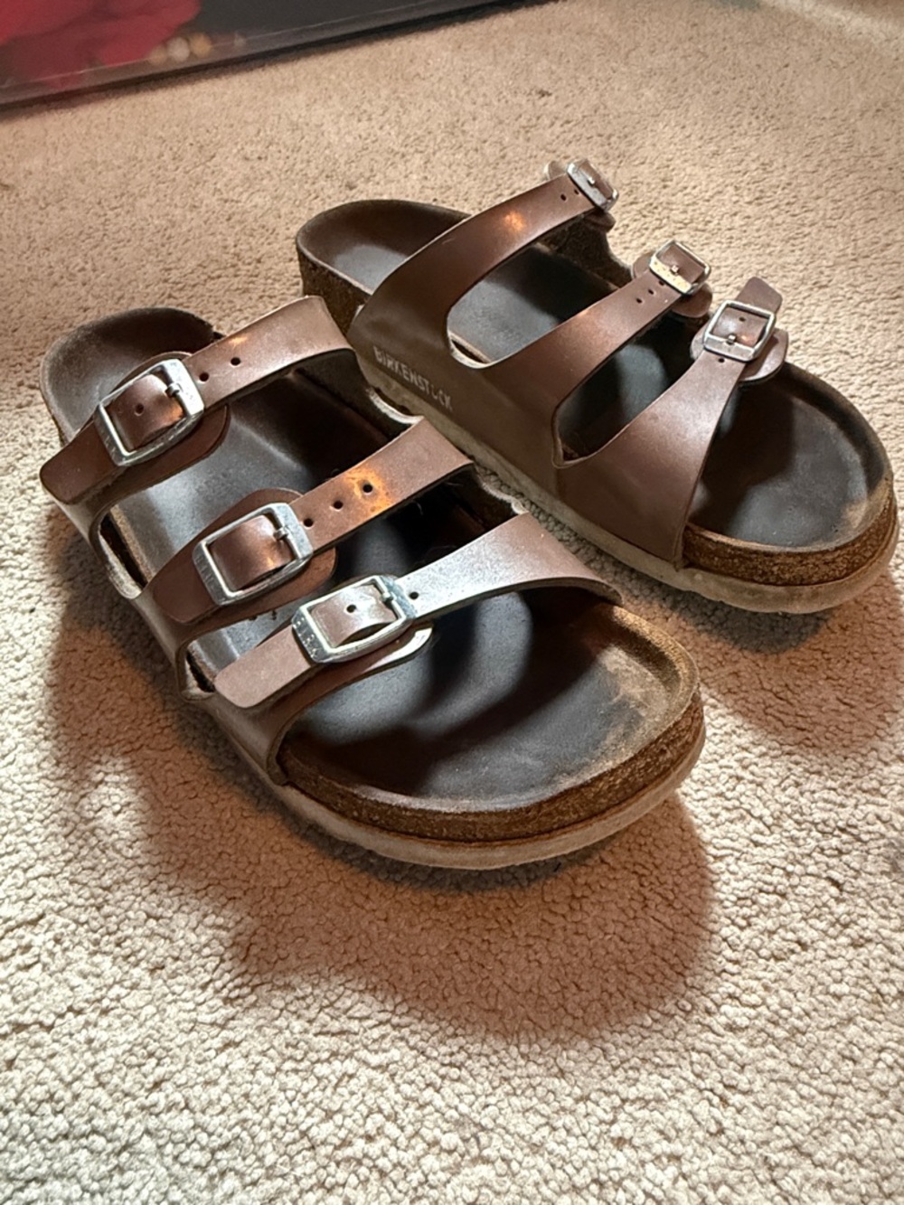 Birkenstock Brown Triple-Buckle Kids Sandals